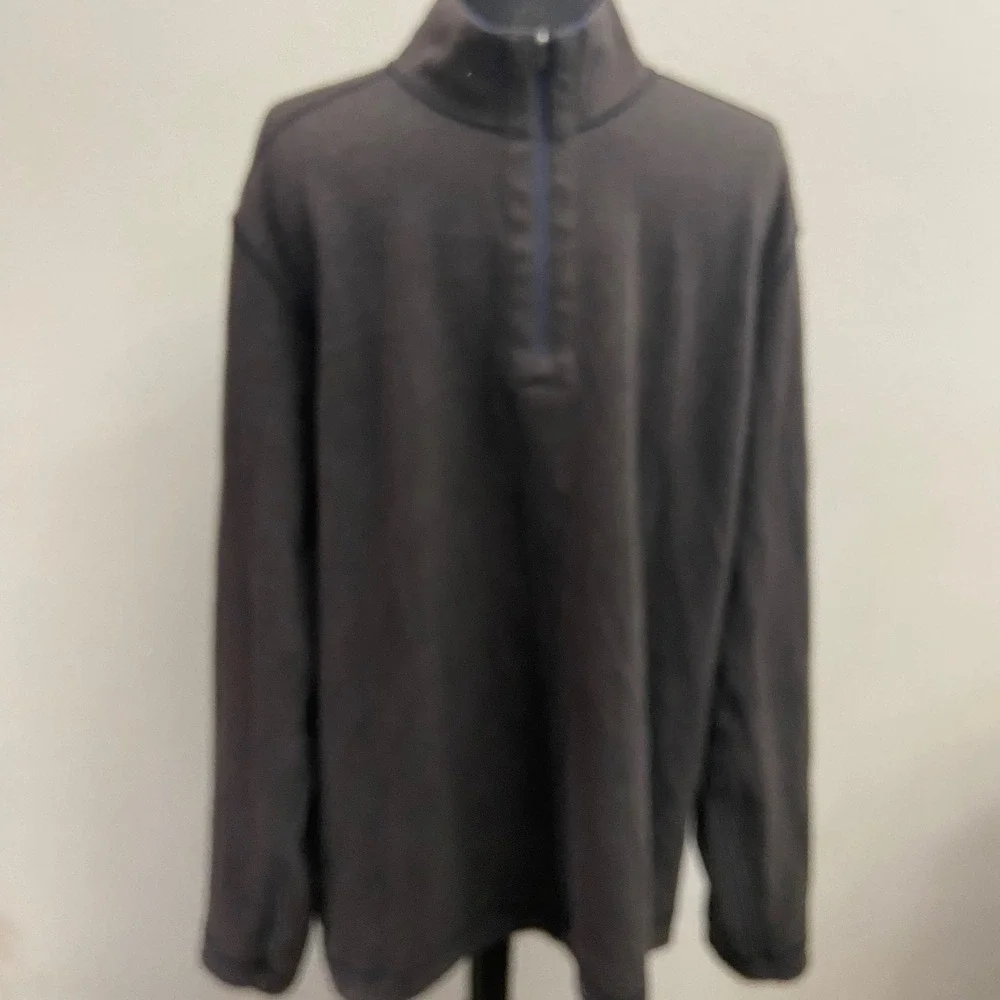 Johnston & Murphy Mens XL Blue Brown Reversible 1/4 Zip Pullover Solid